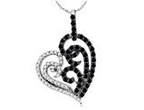 5/8 Carat (ctw Clarity I2-I3) Black and White Diamond Heart Pendant Necklace in 10K White Gold with Chain
